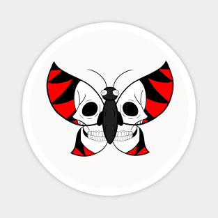 Red Skull Butterfly Magnet